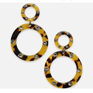 NEW INC International Concepts Tortoise Resin & Crystal Circle Drop Earrings